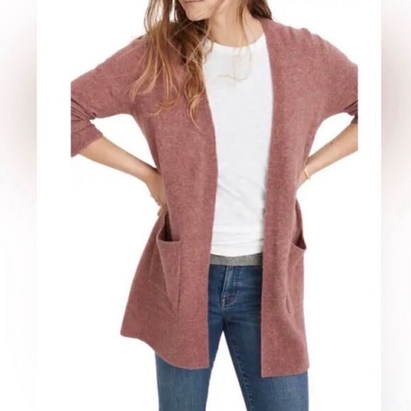 Madewell Kent wool alpaca blend cardigan sweater mauve pink - Picture 1 of 5